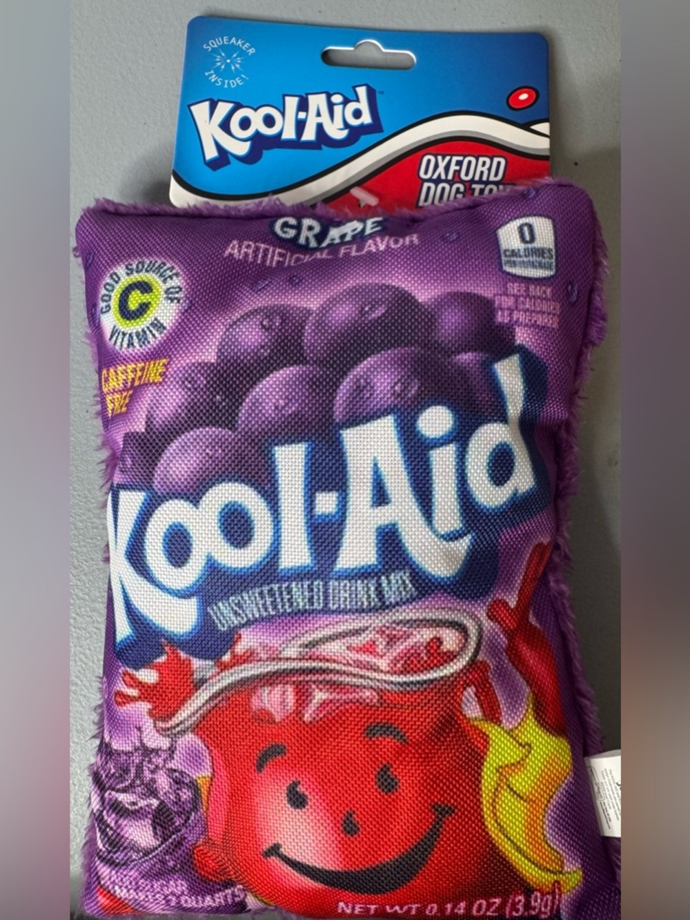 Kool-Aid Oxford dog toy Grape packaging dog Plush Toy - Purple with Red Accent